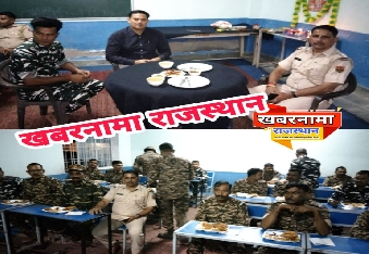 देवली,पुलिस अधिकारियों ने किया जवानों के साथ भोजन उपचुनाव को लेकर देवली इलाके में आए सीआरपीएफ जव